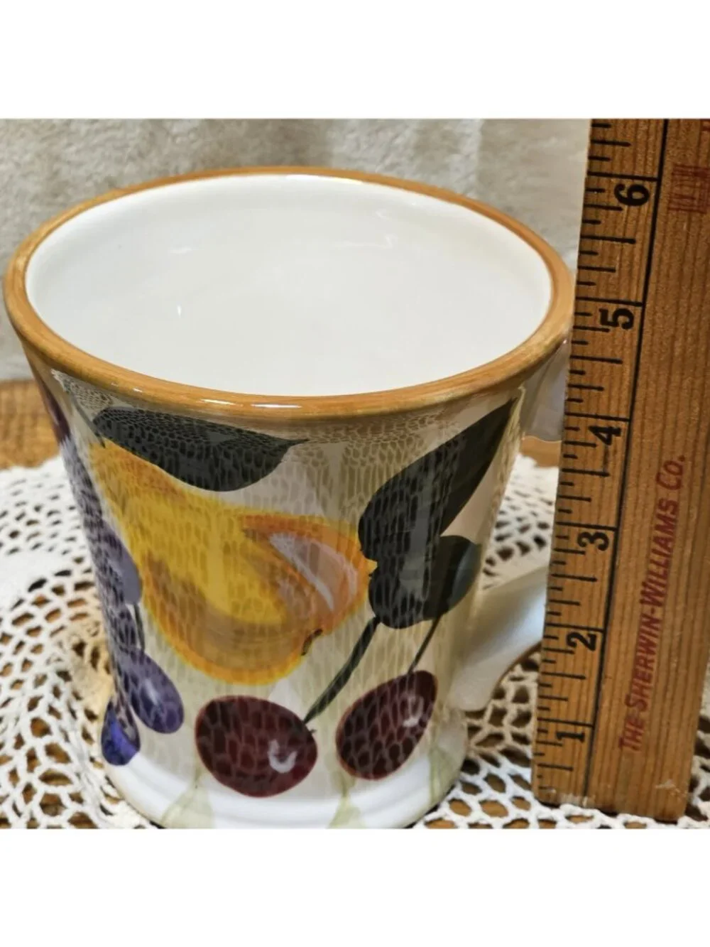 Tabletops Gallery Tuscan Fruit Grapes  Hand Painted Hand Crafted  Ceramic Mug